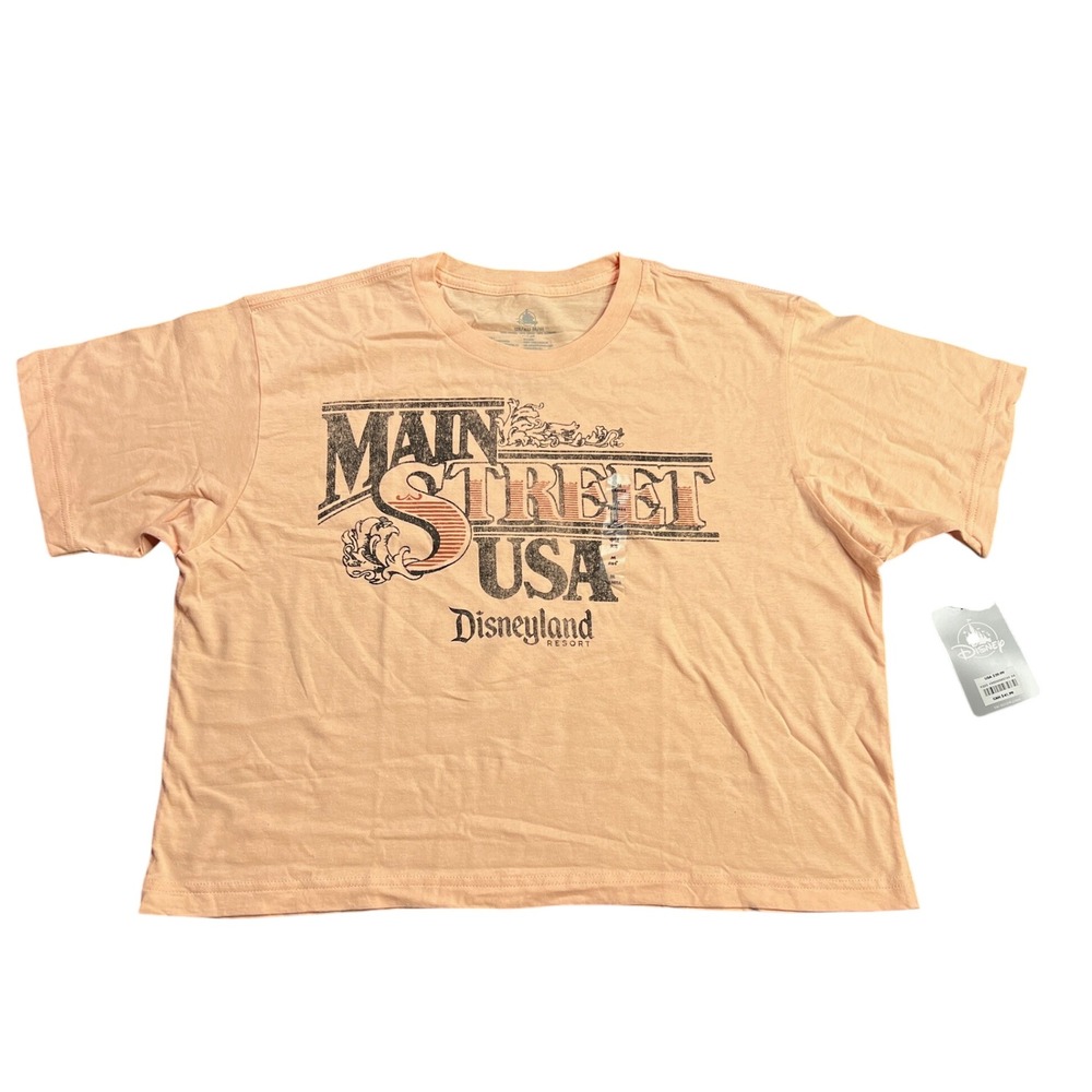 NWT Main Street USA Disneyland Babydoll T-Shirt Medium Crop Top Disney Parks